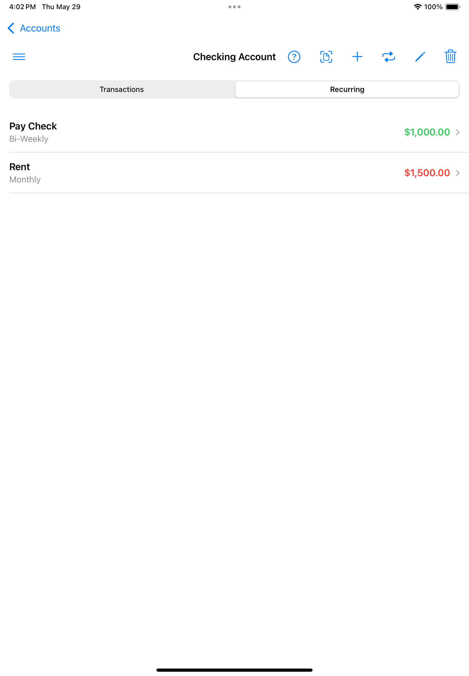 Personal Bank Register Screenshot 2