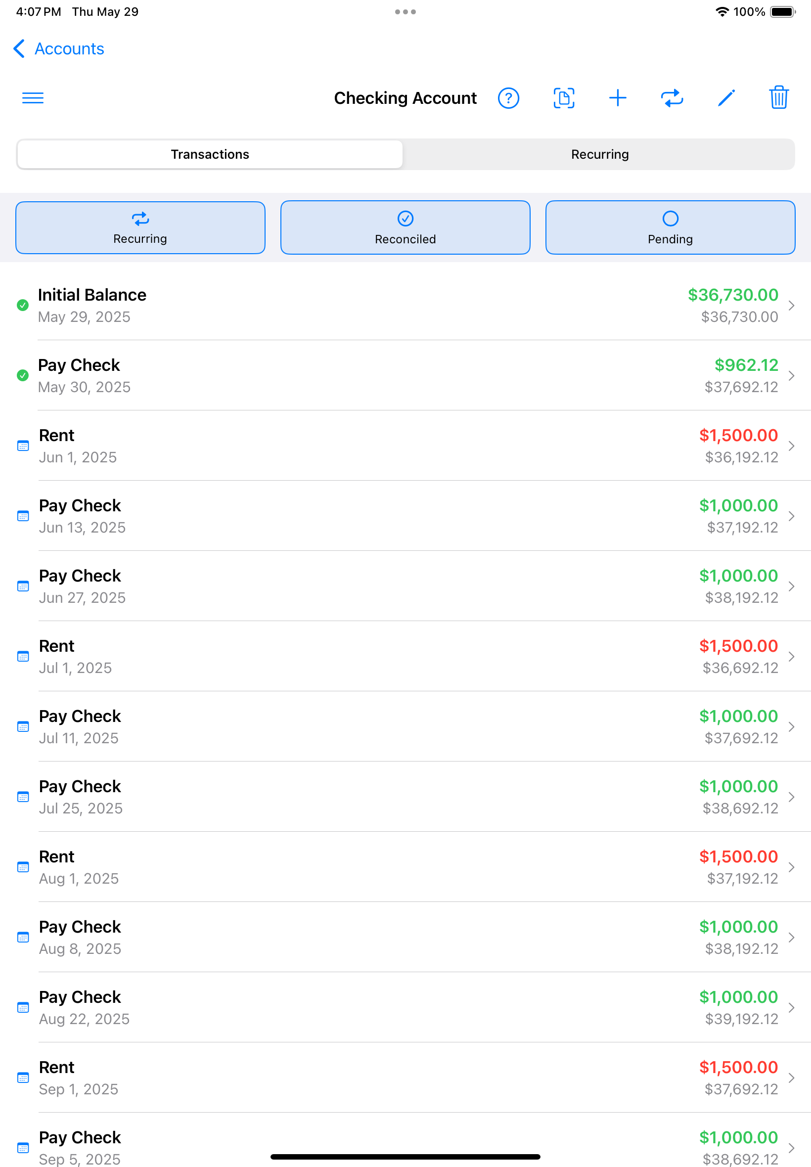 Personal Bank Register Screenshot 4