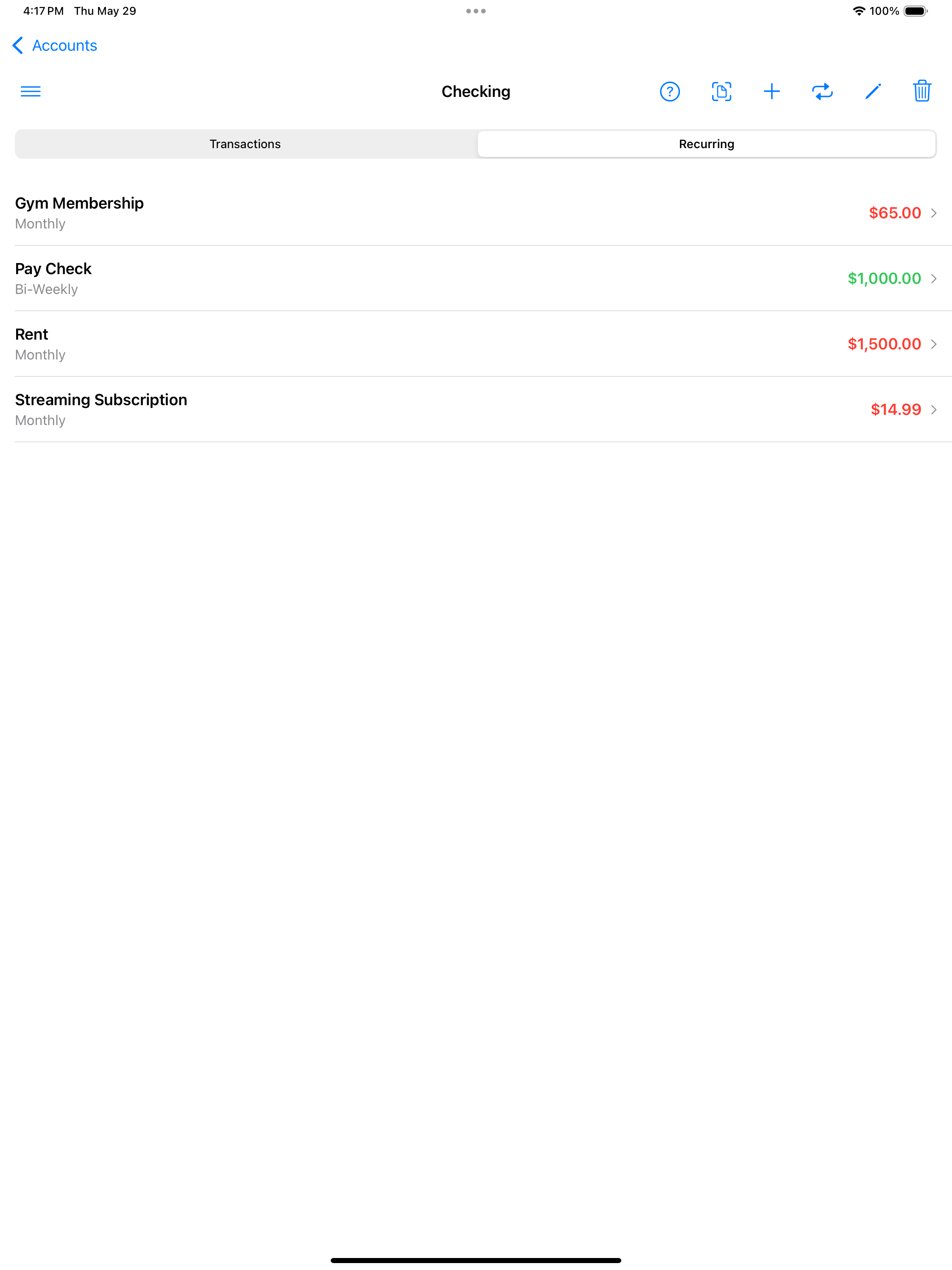 Personal Bank Register Screenshot 5