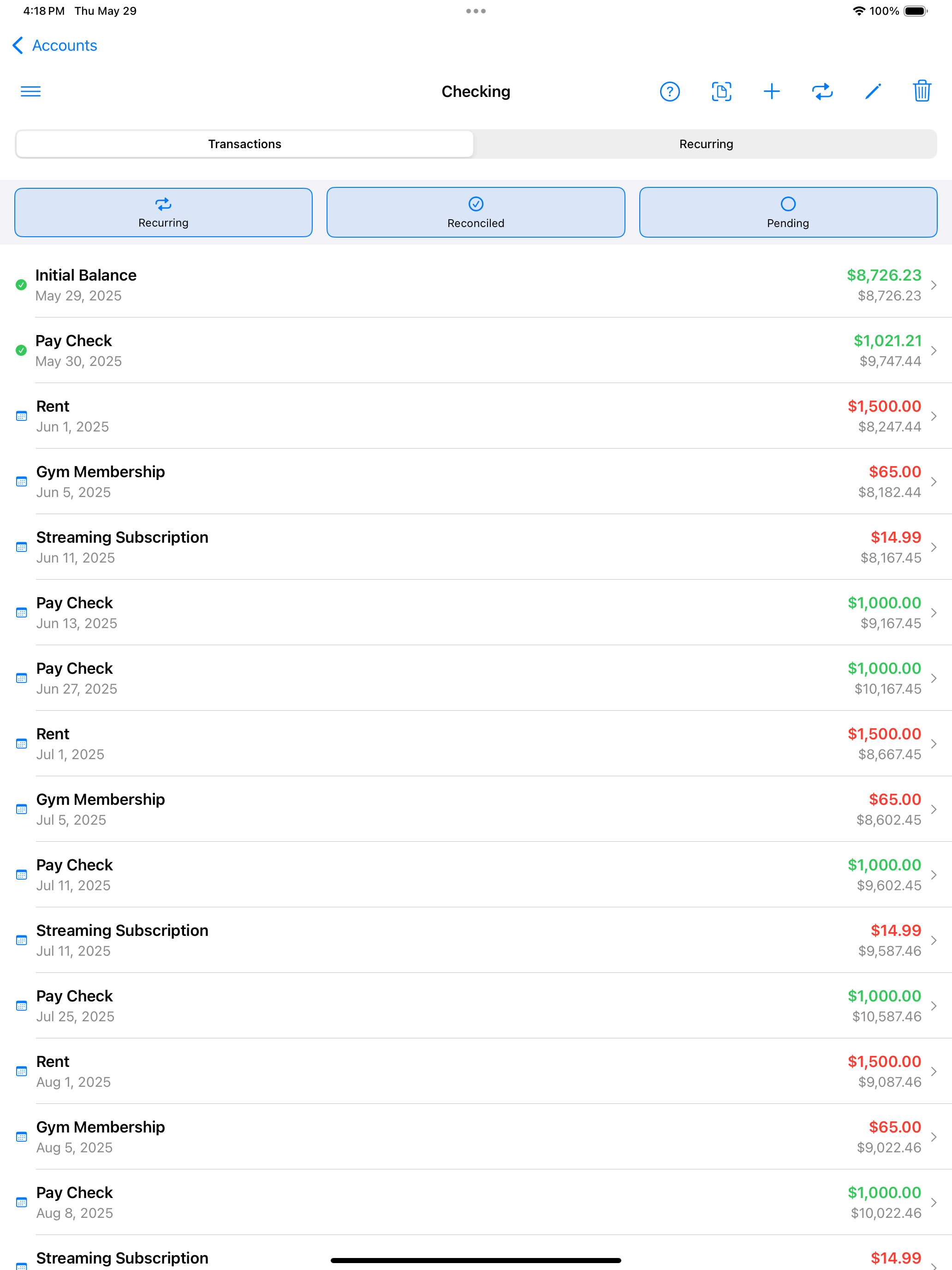 Personal Bank Register Screenshot 6